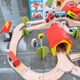 [2877 Les gens collectent] Track en bois Trains en bois Electric Train Tour Toy Car enfants Utilisez le cerveau 32 pièces Courses de montagnes russes Blocons de construction Small Train