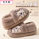 Luo Zhichao winter children's bag heel cotton slippers new style boys and older children home and outdoor wear student dormitory thick-soled warm cotton slippers bag heel Biu bear gray 34 35
