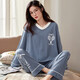 Pang Donglai DL Même pyjamas pour les femmes au printemps et à l'automne Coton Pure Version coréenne Cartoon Carton à manches longues Large taille Suit en deux pièces Automne d'été et de style de style hiver GXT9923 Couleur d'image M (recommandée 75-95jin [Jin est égal à 0,5 kg]))