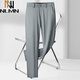 NLMN High-End Business Casual Hosen mit Mulberry-Seide, Herrenmode Gentleman's Hosen 2025 Dünn bequem und atmungsaktive geradlinige Hose Marine Blau [5012b-g] Dünn 30 [Taillenumfang 2 Fuß 3]
