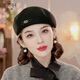 PTAH autumn and winter wool hat, bud hat, woolen simple retro fashion beret, handmade beading, shopping, winter new style, black