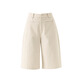 NY-RCE zipper original color casual wide-leg six-crop pants for women in summer thin elastic high waist slimming old-fashioned linen shorts zipper original color 33
