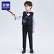 Romon children's suit boys' dress new Chinese style host performance suit black 140