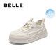 百丽（Belle）舒适透气网面小白鞋女2025夏新厚底增高休闲鞋B2611BM5 米白色 37 (235mm)