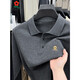 MONTAGUT autumn and winter cashmere sweater for middle-aged men, dad lapel long-sleeved knitted bottoming Polo shirt T-shirt medium gray M 165 recommended 100-120 Jin Jin equals 0.5 kg