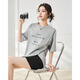 IEF/AIYIFU 2025 Sommer New American Casual Style Letter Print unregelmäßiger Saum vielseitiger mittelgroßer T-Shirt Grau gleich Größe