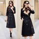 Romon High-End Color Bloklock Breakbreaker for Women Mid-longitud de mediana longitud y otoño NUEVO British Style Fashionable Lapel Cerrado Cerrado para mujeres para mujeres Black M (recomendado 85-100 Jin [Jin equivale a 0.5 kg])