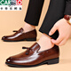 CARTELO crocodile (CARTELO) matte suit men's leather shoes men's flat-soled formal wear youth pointed toe high-end casual wedding shoes spring and autumn beans shoes 9923 matte black 39
