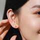 Old temple small golden bean earrings for women, ins style, simple temperament, the same style of gold earrings, light luxury and high-end, gift for girlfriend Jingsuda Doudou earrings