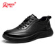 Strong men's sports leather shoes are comfortable, breathable, fashionable, simple, business casual and commuting men's shoes JDA87577 black size 42