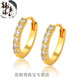 XCL gold earrings earrings earrings buckles pure gold ins retro hoop earrings 18K women's wedding gift thin hoop earrings 1.2g