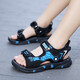 2025 new boys' sandals, medium and large children's sandals Pikachu summer boys' beach shoes, handsome and versatile primary school students, black and blue 36