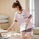 Hongdou (Hodo) Pyjamas für Frauen im Sommer Dünne reine Baumwolle süße koreanische Version kurzärmelige Hose dünne zweiteilige Set-Frühlings- und Herbst-Heimkleidung Burgund SKM6627 Bildfarbe M (Empfohlen 75-95jin [Jin gleich 0,5 kg]))