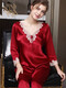 Ran Yilan Pyjamas für Frauen im Frühjahr und Herbst, langärmelte Ice Seide sexy neue Frauen zweiteilige Studentin Korean Cute Home Clothes Longleved 9856 Hell Pink Set 10xl M70-100jin [Jin gleich 0,5 kg]