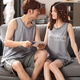 Liushan Sommer reines Baumwollpaar Pyjamas dünne ärmellose lose Männer und Frauen Weste Hosentender Shorts großer Heimkleidung Set WJ9856 Ya Weste Cover 3xl Männer 165-185jin [Jin entspricht 0,5 kg]
