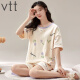
VTT new pajamas with chest pads for summer women's short-sleeved shorts two-piece suit casual cartoons for home wear V short-sleeved suit: WP1047 M
