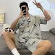 Mu Fengqing pajamas for men in summer short-sleeved thin plus fat plus size cartoon teenager men's home clothes two sets summer 6623 short-sleeved suit M standard (high 165100Jin [Jin equals 0.5 kg])
