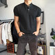 
Digada ins American Henry Neck POLO shirt short-sleeved T-shirt for men's summer waffle American sports fitness casual T-shirt JCF-H55 black XL