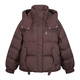 朵以2025冬季新款时尚短款面包服鸭绒小个子连帽羽绒服保暖外套女 馥郁红 M