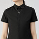 GIRDEAR Women's 2025 New Waist Short Sleeve White Shirt Top Women 1301031 Black L (Code 4)