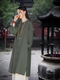 Leaving Tian tea clothes for women, Zen clothes for women, high-end tops for women, long lay Buddhist clothes for women, Buddhist style, Buddhist style, vegetarian clothes for women, cotton and linen, grass green 8266# top + 6189# wide-leg library, S, all sizes