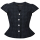 Roeyshouse Roe Intellektuelle V-Ausschnitt Taille Plaid-Hemd für Frauen 2025 Sommer Neutemperament Französische Puffhülle Top 12117 Plaid L.