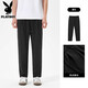 Playboy Ice Silk Casual Hosen für Männer im Sommer dünne kühle und lose geraden Hosen für Männer trendige Sportarten schnell trocknend weit long Hosen 6630 Black L [Empfohlen 110-130jin [Jin gleich 0,5 kg] Verschleiß]