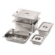 Stainless steel portion plate thickened portion basin with lid square basin dish basin jam basin fast food basin dining basin hotel commercial food grade thickened version 1/9 lid closed lid