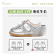 Snaffy Girls' Leather Shoes Crystal Princess Shoes Autumn New Children's Soft Sole Baby Shoes Dolphin Silver 26 Foot Length 15.7cm