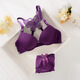 Modal beautiful back Korean style underwear for women with front buckles and crossed backless without marks for young women's sense thickened lace bra set Rose red butterfly underwear 70A 32b (recommended 80-90Jin [Jin equals 0.5 kg])