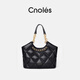Kouyi Lingge handbag women's 2025 new black bag versatile one-shoulder crossbody bag Weiss black