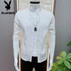 Playboy (PLAYBOY) trendy and versatile new jacquard fashion mid-sleeved shirt men's Korean casual simple shirt summer handsome slim 687 fashion black shirt XL suitable for 116-125 Jin [Jin equals 0.5 kg]