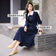 Xiangying French navy style waist-closing dress for women 2025 autumn new long-sleeved lapel navy temperament skirt Navy blue M 160/84A/95-110Jin[Jin equals 0.5 kg]