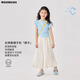 Moonkids girls wide-leg pants summer 2025 new children's cool casual mosquito-proof pants girls summer thin nine-point pants 15268 fruit green wide-leg pants 140 cm