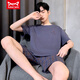Catman MIIOW summer short-sleeved shorts men's pure cotton thin pajamas can be worn outside casual sports home clothing large size suit 9922 L