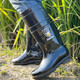 Men's high-tube rain boots anti-slip rain boots waterproof shoes women's shoes rubber shoes fishing shoes kitchen shoes construction site labor protection rain boots men [authentic military log] 907 medium tube black 44