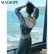 Magiopy International Luxury High-End-Marke Hanli Korean Casual Sports Anzug Frauen Spring Spleißen Spitze Modische graue Jacke Graues zweiteiliger Set (100 Jin [Jin gleich 0,5 kg]))