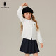 POLOWALK children's clothing girls long-sleeved shirt 2025 autumn new versatile casual middle and large children's lapel top white 120 120cm