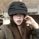 Yi Jian Japanese Yamamoto style black pleated beret women's autumn and winter new retro duck bill newsboy hat painter hat versatile retro pleated octagonal hat black one size (internally adjustable, suitable for small heads)
