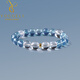 Yogurt 18K Gold Natural Brazilian Aquamarine Bracelet Women's Ice Devil Blue Bracelet Hand Decoration Gift Beads 8mm