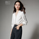Late White New Product 2025 Autumn Style Elegant Shirt Fashion Lace Collar V-Neck Commuting Shirt Women White L