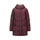 Jiuzi Annako casual age-reducing hooded mid-length laminated goose down down jacket for women 2025 winter new style burgundy M