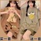 SMVP Pyjamas Kapibala Kurzärärmische Mädchen runden Hals Sommer Dünne hochwertige süße Heimkleidung Set 2025 Neues Modell 694 Kapibala + 699 Graffiti Smiley Face 5xl [200-240jin [Jin gleich 0,5 kg]]