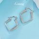 GsunG platinum rhombus earrings for women, new PT950 fashionable pure platinum square earrings as a Chinese Valentine's Day gift for my wife. Rhombus earrings, about 5.3 grams, 2.4 cm inner diameter, pre-ordered