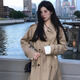 Luge Li trench coat women's khaki spring and autumn women's 2025 new tall Korean style autumn coat mid-length high quality khaki trench coat M
