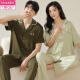 Modal couple pajamas spring and autumn short-sleeved trousers one man and one woman cool ice silk summer cardigan large size suit NSN-12109 women-12309 men M women M men's L