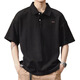 Camisa de solapa japonesa de UKUHPK Camisa de algodón de manga corta de manga corta y versátil Tendencia de cuello suelto G691 Black + Gray M [sugerido 90-110Jin [Jin iguala 0.5 kg]]]