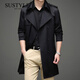 SUSTYLE luxury high-end brand high-end 2025 autumn new men's coat lapel for young and middle-aged people medium and long solid color windbreaker black M 170