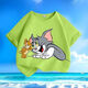 Cat and mouse summer new cartoon short-sleeved T-shirt for men and women, small and medium-sized children, pure cotton round neck, loose and versatile - SL black - KX683 Cat and mouse 150 [Suggested height 140-150 cm]