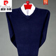 皮尔卡丹（pierre cardin）中老年冬季保暖针织打底衫爸爸装加厚针织衫毛衣男士长袖V领线衣 12805驼色 170/L120-140斤